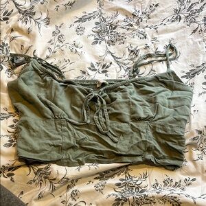 PacSun Green Camisole Crop Top with Tie Front
